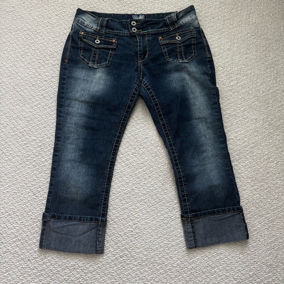 Y2K Angels Dark Blue Capri Jeans - Picture 1 of 7